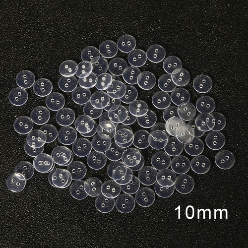 9-25mm plastic Resin Sewing Buttons Scrapbooking Round Lucency Two Holes Botones Bottoni Botoes Transparent Clear accessories: 10mm 100pcs