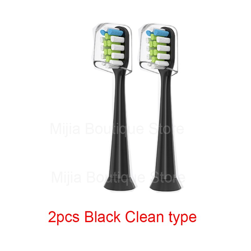 For Xiaomi Mijia T300/500 / SOOCAS Electric Toothbrush Head Universal 3D Whitening Replacement Tooth Brush Heads: 2pcs Black Clean typ