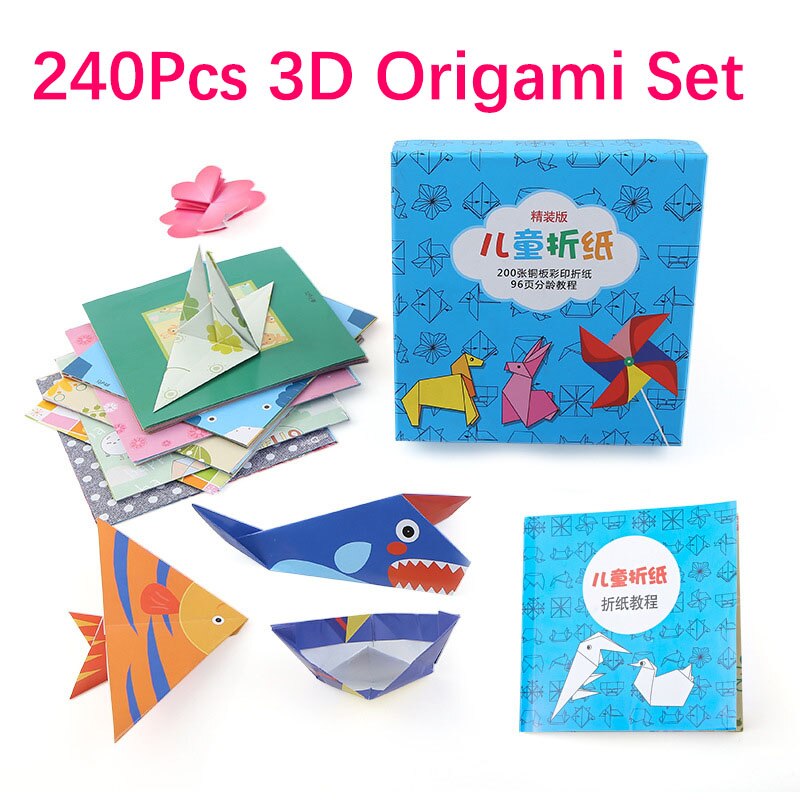 240 PCS Cartoon Paper Folding Cutting Knutselen Kinderen Art Craft DIY Educational Toys For Children Jouet Enfant Kindergarten: 200Pcs Origami