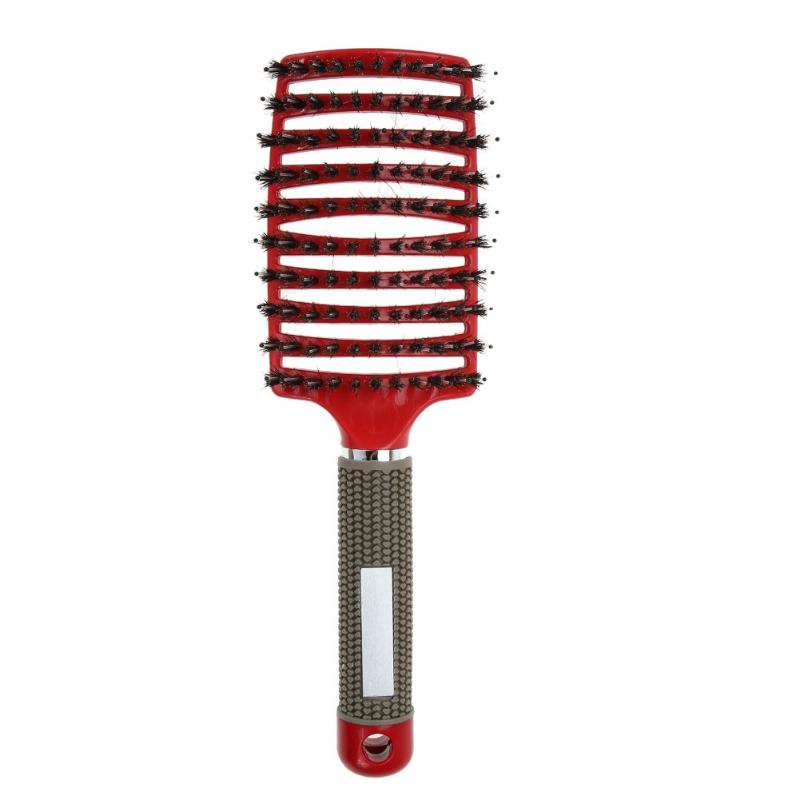 Hair Brush Magic Hair Comb Hairbrush Bristle Nylon Women Wet Curly Detangle Hair Brush for Salon Hairdressing Styling Tools: Red With Hair