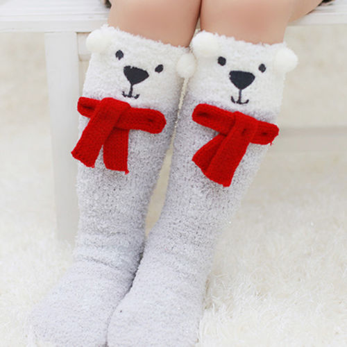 Calcetines de Navidad para bebés y niñas de 1-5y con dibujos de ciervos, unicornios infantiles hasta la rodilla, lazos, calcetines de princesa, bonitos calcetines de tubo largos para bebés: Rojo