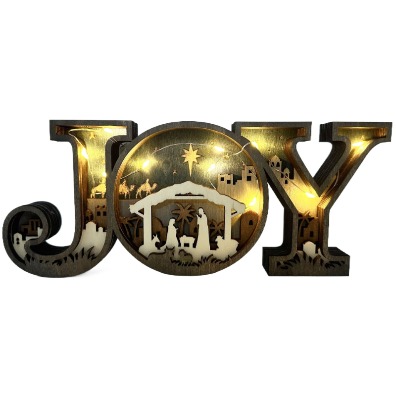 Wooden Crafts Christmas JOY Letter Ornament Home Office Decoration