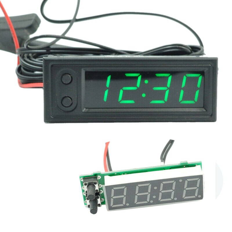 12V 3in1 Voertuig Auto Kit Thermometer + Voltmeter + Klok Led Digitale Display Voltmeter