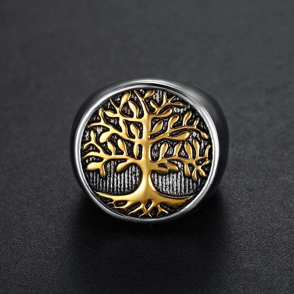 CFBulongs Beier Viking ring 316l Stainless Steel nose viking life Tree Amulet stylish Odin scandinavian Men Ring Jewely