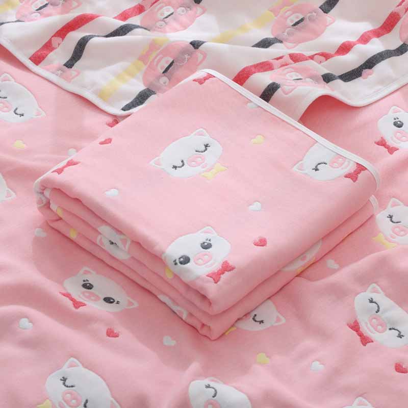 Gasa suave, hidroscopicidad rápida, toallas para bebés, manta para dormir para recién nacidos, colcha, manta para recién nacidos: pink pid