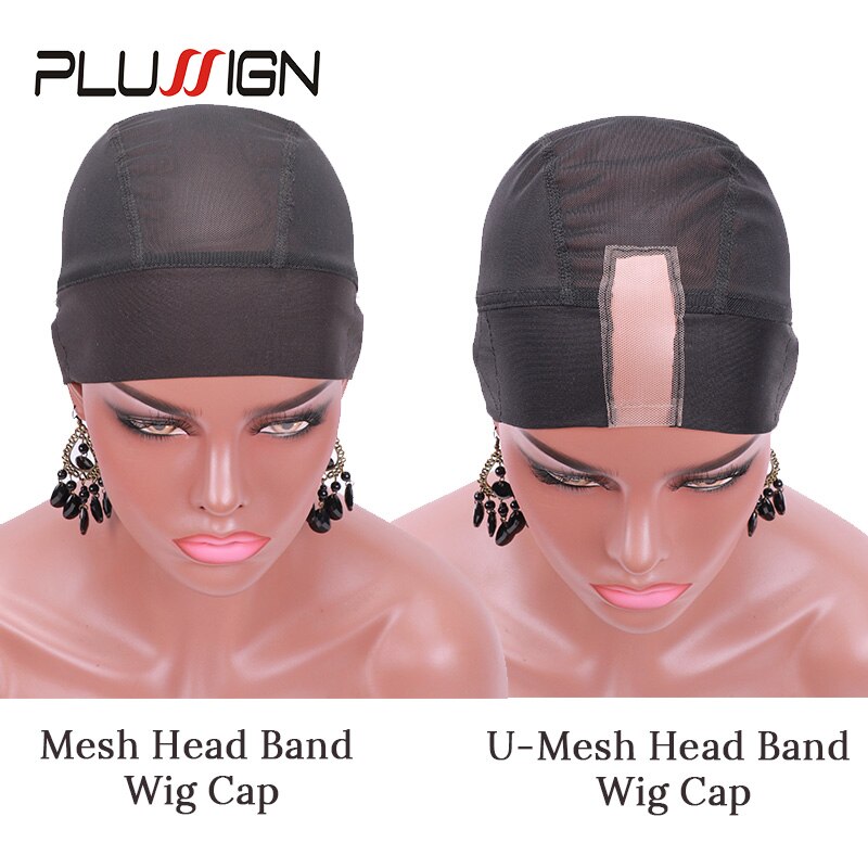 10Pcs/Lot Wave Cap For Women With Headband Elastic Adjustable Wig Grip Mesh Dome Cap Plussign Bluk Head Band Cap