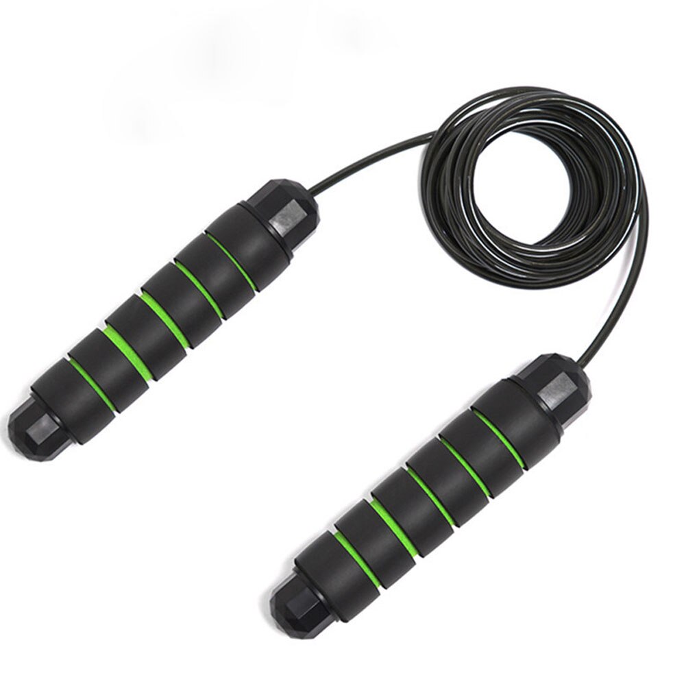 Hoppe sjippetove fitness kabel stål justerbar hurtig hastighed abs håndtag hoppereb træning boksning sportsøvelser gym: Grøn