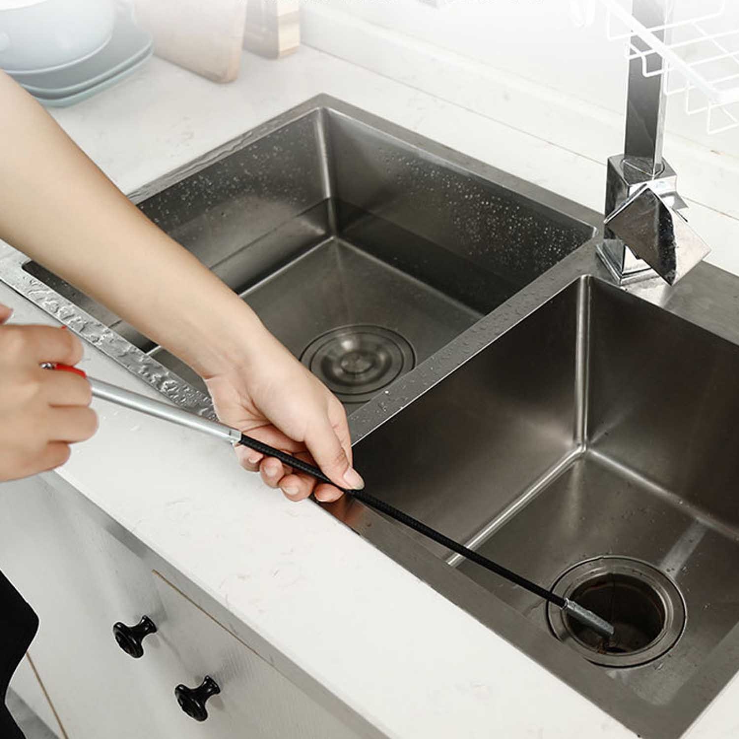 60cm Spring Drain Water Sink Cleaner Snake dredging Tool Clog Blockages Remover Catcher for Bathrooms Kitchen Tubs Hair Remover