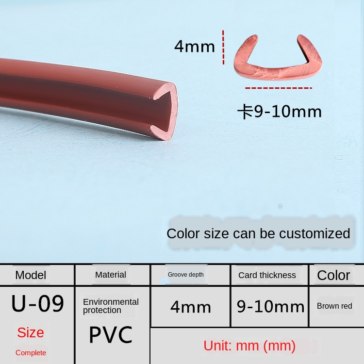 Banda en U para bordes de muebles, banda de borde de PVC suave de 3MM, 5MM, 9MM, 10MM, 12MM, 14MM, 16MM, 18MM-50MM, blanco, Beige, gris, Negro, Rojo: U9 brown / 3M