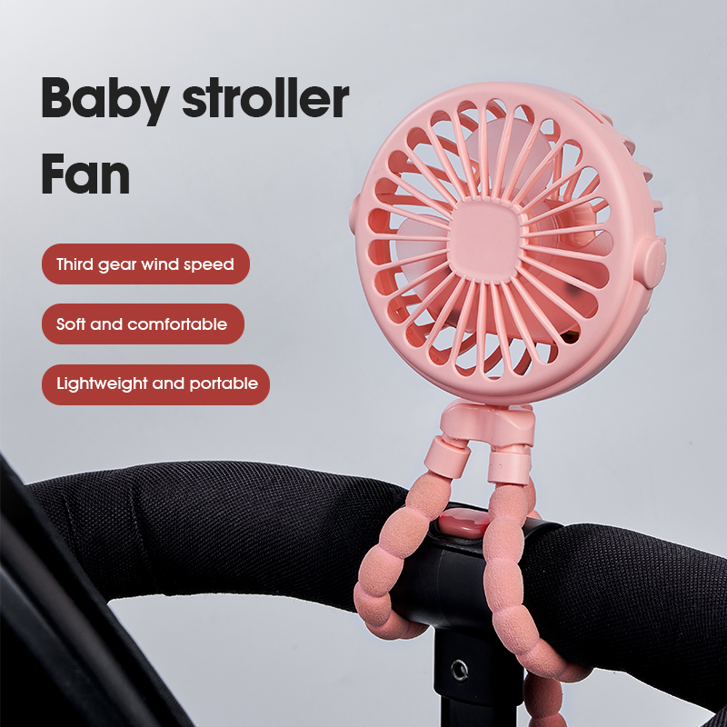 Ventilateur de bureau pliable portable USB, ventilateur de détermination pour poussette de bébé, petit ventilateur de poulpe multifonctionnel muet d'été