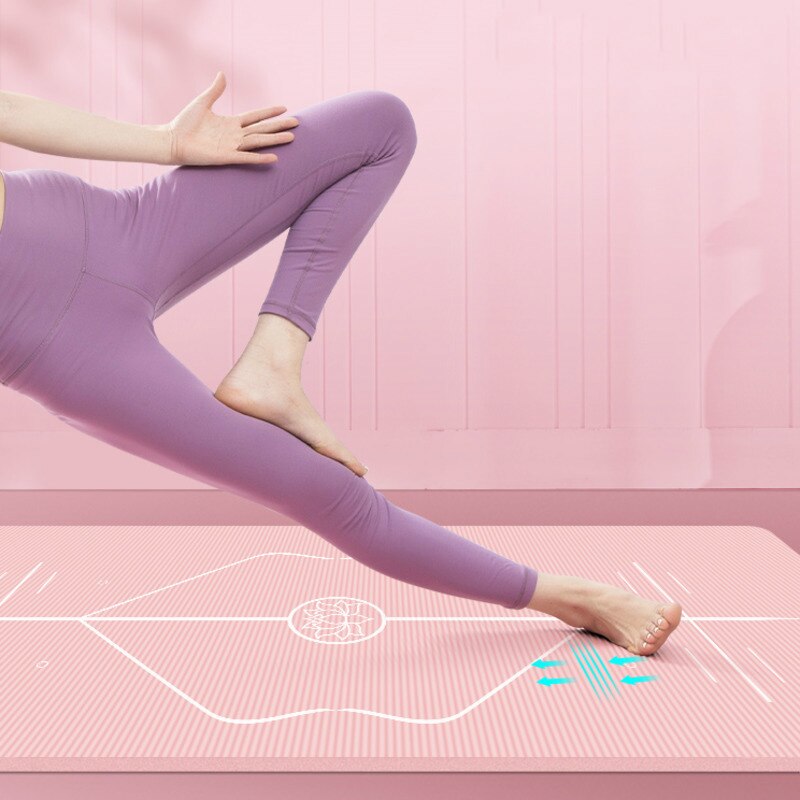 Beginner Yoga Mat Thickened Widened Lengthened Non-slip Women Yoga Practice Dance Fitness Mat For Home Fitness With Guiding Line