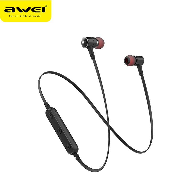 Awei  b930bl bluetooth-headset met microfoon, ruisonderdrukkende stereo draadloze sport-oordopjes, magnetische oordopjes voor telefoons