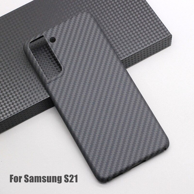 Amstar Real Carbon Fiber Case Hard Cover Voor Samsung S21 Ultra / S21 Plus / S21 Anti-Val Ultra-Dunne Carbon Fiber Telefoon Case: S21 - Black