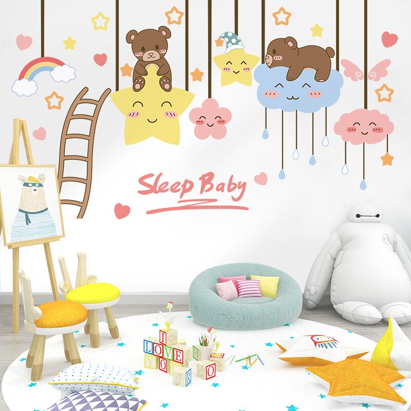 [Shijuekongjian] Cartoon Ballonnen Muurstickers Diy Eenhoorn Dieren Muurstickers Voor Kinderen Slaapkamer Babykamer Nursery Decoratie