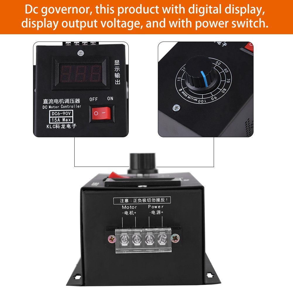 Universal DC Motor Speed Controller Pressure Regulating DC 6-90V 15A 0.01-1000W 16KHz PWM Variable Generator Kit w/ LED Display