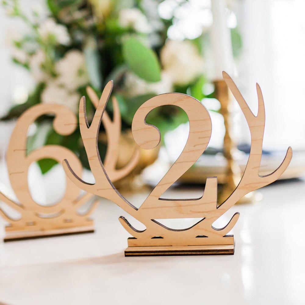 20 pièces 1-20 De Table De Mariage En Bois Porte-numéros avec Base pour Réception et Tableaux Décorations Style 3