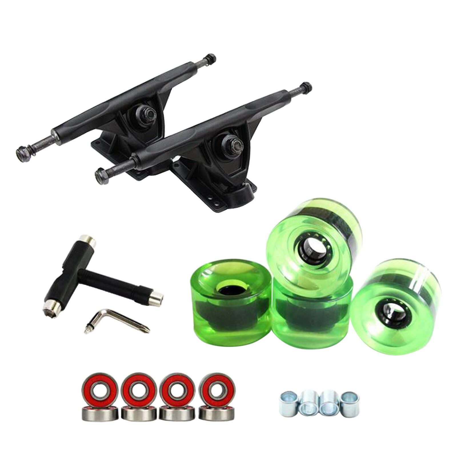 Solide Skateboard Lkw Rad Reparatur Multi-tools Installieren Montage Lager Skateboard Longboard Räder Roller Reparatur Werkzeuge: Black Clear Green