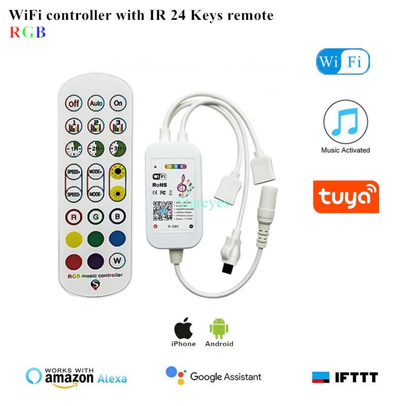 Magic Home WiFi télécommande sans fil variateur DC5V 12V 24V couleur unique RGB RGBW télécommande Alex Tuya contrôle pour bande LED