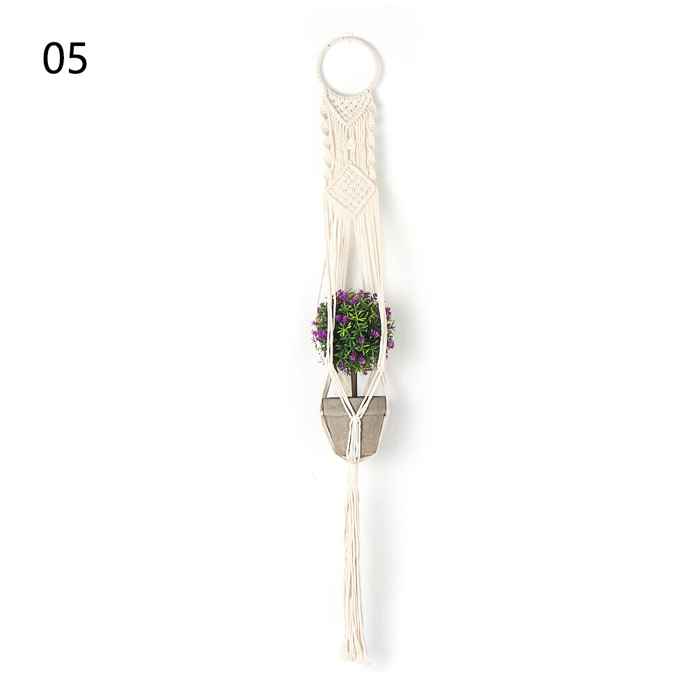 Macrame Plant Hangers Handmade Indoor Outdoor Hanging Planter Basket No Tassels Basket Cotton Rope with Beads Flower Pot Holder: Type 5