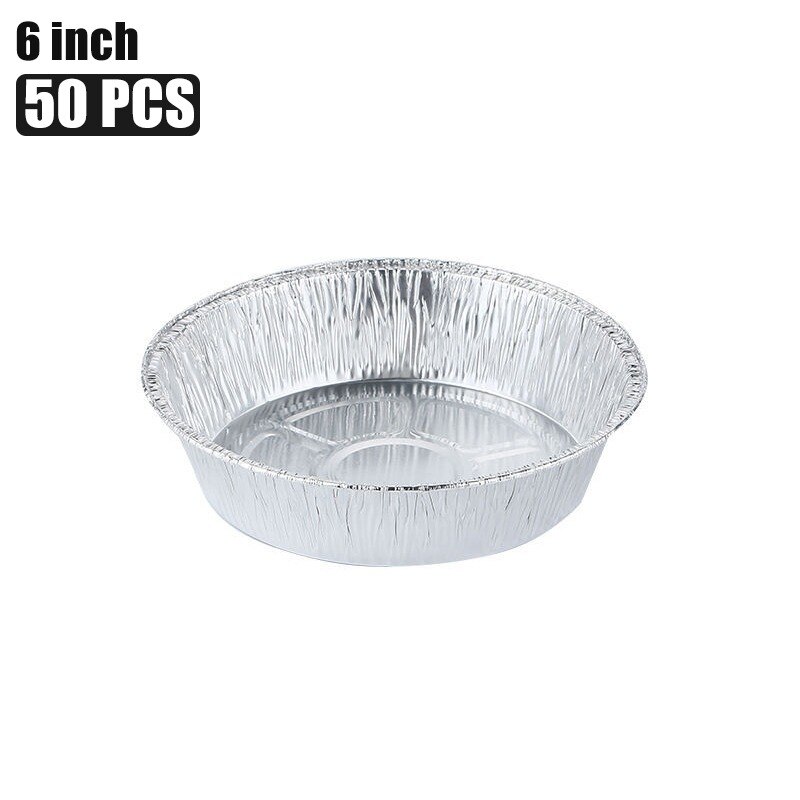 50 stk olietæt aluminiumsfolie blikboks airfryer engangspapir liner non-stick dampkurv køkkenværktøj grill dryp pande bakke: 6 tommer b