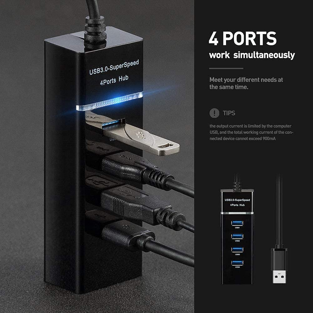 USB Hub 4 Ports USB 2.0 3.0 Hub Splitter High Speed Multi Splitter USB Adapter Expander Cable For Desktop PC Mac Laptop Notebook