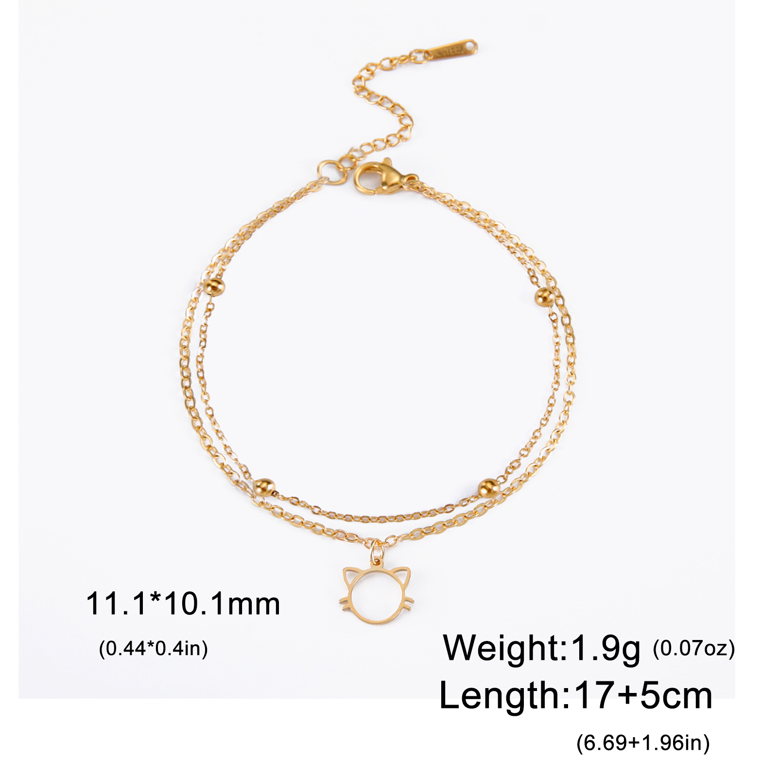 Teamer Roestvrij Staal Hond Paw Bedelarmband Bohemia Schattige Olifant Kat Hoofd Armbanden Voor Vrouwen Feest Sieraden Moeder 'S Dag Cadeau: VERMEIL