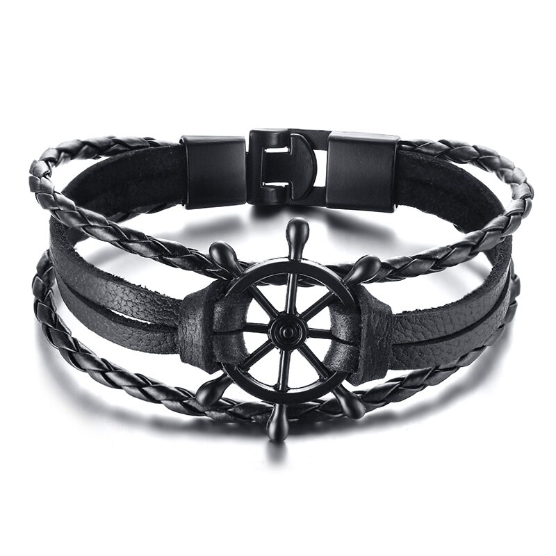 Bracelet rétro rotatif en perles d&#39;os de poisson pour hommes, bijoux tribaux originaux, manchette de surfeur, longueur réglable: BL457BB