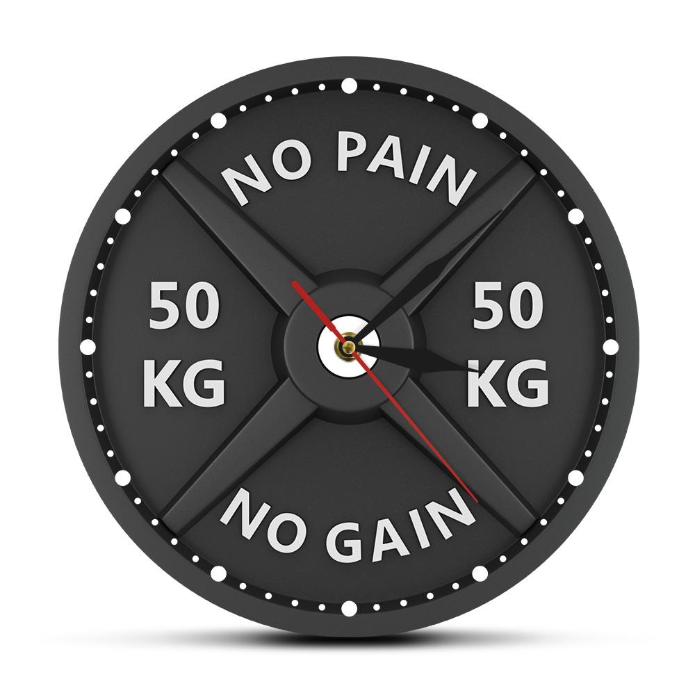 Reloj de pared de gimnasio para musculación, mancuernas 3D de moderno, sin dolor, sin ganancia, 50kg,