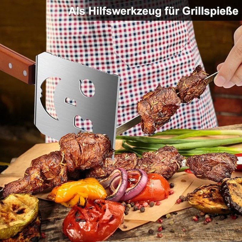 7 in 1 multifunktionelt grillværktøj rustfrit stål køkkenspatel grill mad kød pølse klips køkkengadgets grilltilbehør