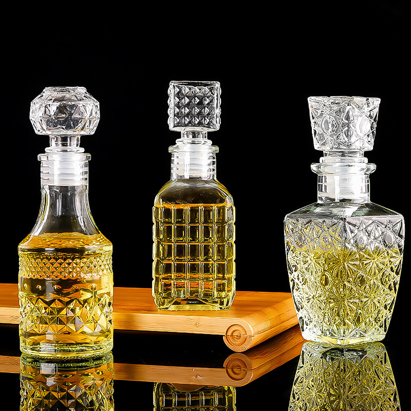 1 buc 50ml sticle mici transparente goale de whisky, vin, sticle mini de alcool din sticlă cu capac cu filet, decantor de whisky