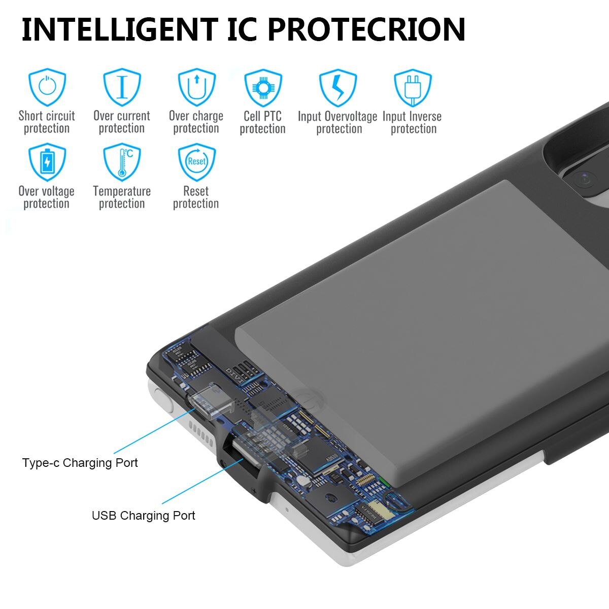 Til samsung galaxy note 10 plus note 10 7000 mah batterioplader etui ekstern backup oplader power bank beskyttelsescover
