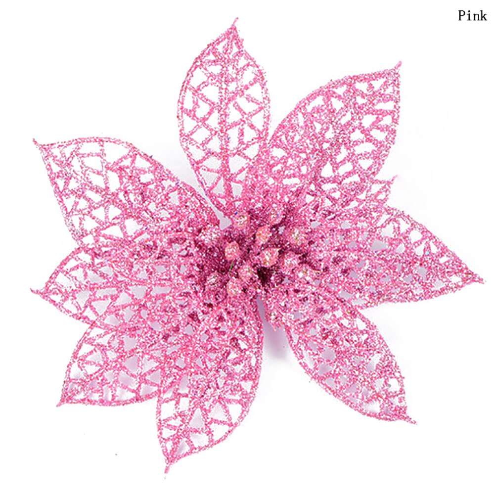 10Cm Artificial Hollow 7 Color Christmas Wreath Rattan Christmas Tree Decoration Simulation Christmas Flower Wall Decoration: Pink