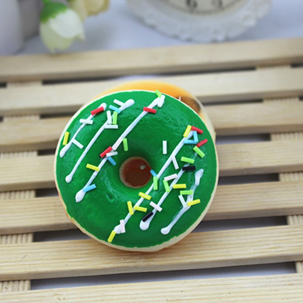 Simulation Cute Donut Squishy Squeeze kawaii Toy Stress Reliever Soft Colourful Doughnut Scented Slow Rising Toys L1227