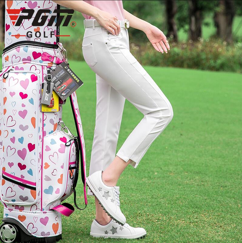 PGM golf apparel Sportswear ladies Summer solid color golf trousers breathable quick-drying Women Slim Capri Pants
