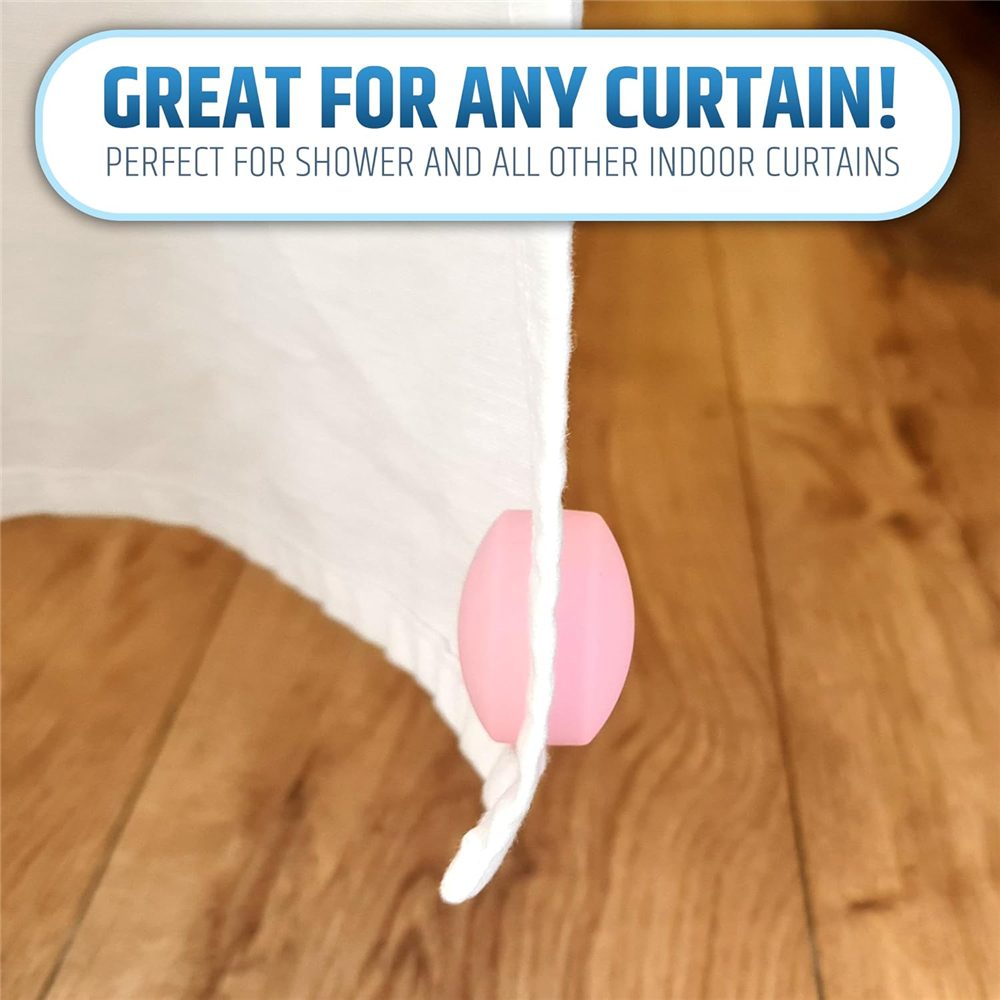 Magnetic Shower Curtain Weights, White Round 360° Silicone Wrapped Heavy Magnets Prevent Curtain Liners from Blowing: Pink