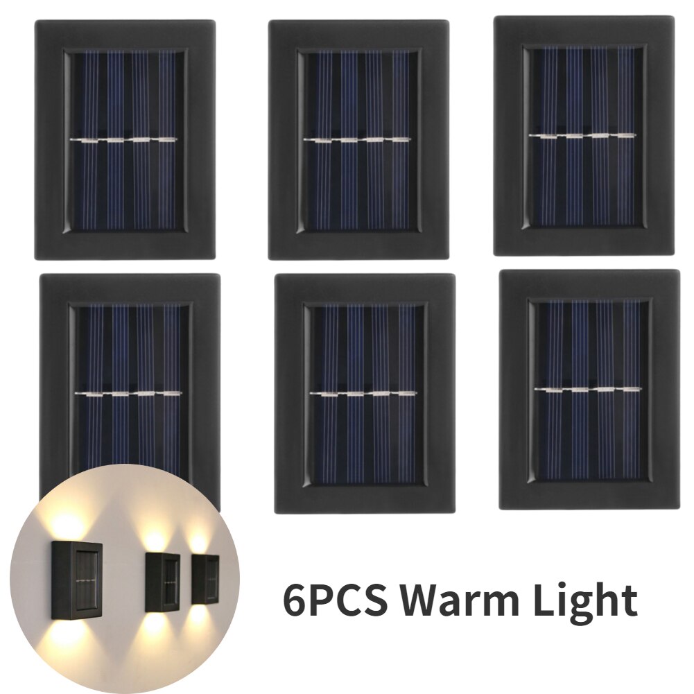 Smart Solar Led Outdoor Light Waterdicht Tuin Decor Lampen Voor Balkon Binnenplaats Straat Muur Licht Tuin Outdoor Solar Lamp: 6pcs Warm Light
