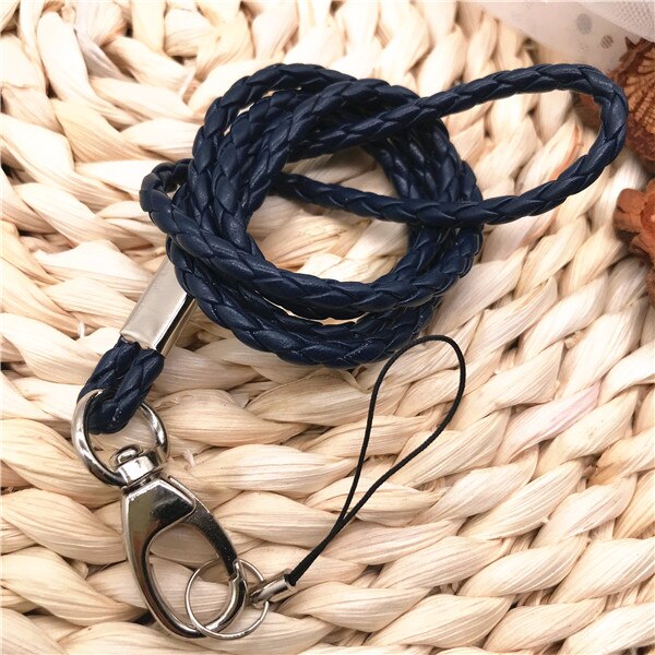 Pu Gevlochten Touw Telefoon Lanyard Lange Draagriem Chain Hang Voor Telefoon Riemen Id-kaart Usb Camera MP3 4 weave Keys Nekband: blue