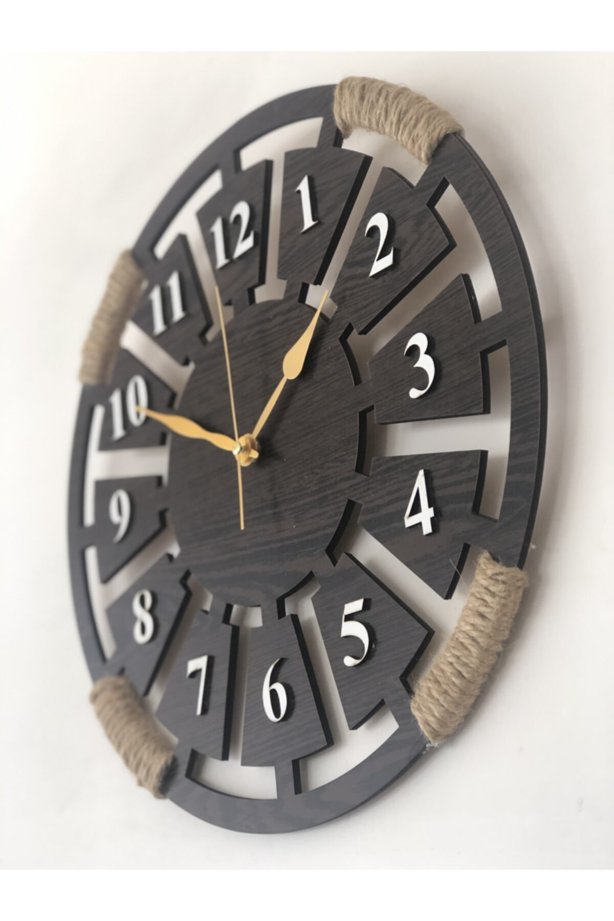 Dekoracyjny drewniany zegar ścienny 3d-siatka-kolor Wenge-metalowa godzina i minuta