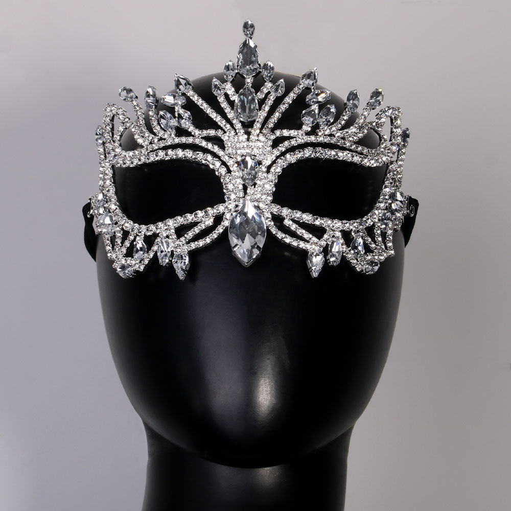 Máscara de cristal, disfraz de cara completa, decoraciones para mujer, cumpleaños, diamantes de imitación, Club, joyería para el cabello, accesorios de boda, Carnaval