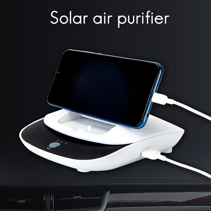 Car Universal Solar Powered Car Negative Ion Diffuser Automatic Air Purifier Vehicle Phone Holder Charger Mist Maker