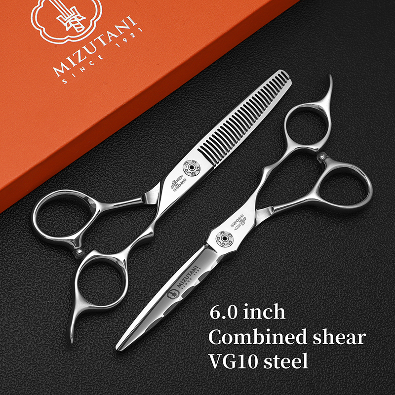 Tijeras de corte de pelo profesionales, juego de tijeras de dientes de adelgazamiento sin rastro, corte plano VG10, 6,0-7,0 pulgadas, peluquero