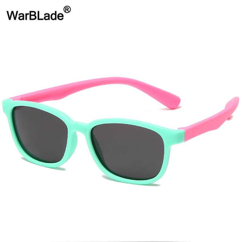 Warblade Gepolariseerde Kids Zonnebril Vierkante Siliconen Flexibele Kinderen Jongens Meisjes Zonnebril Baby Shades Eyewear UV400 Oculos: green pink