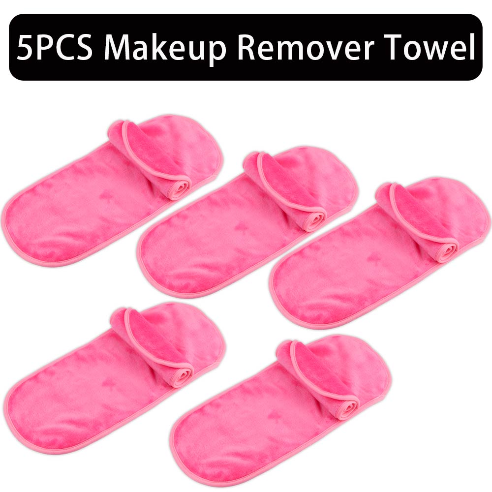 5Stck Mikrofaser machen-hoch Entferner Gesicht Handtuch Mehrweg Machen hoch Tuch Pads Frauen Gesicht Reinigung Handtuch Schönheit Hautpflege Schönheit werkzeuge: 5Stck Rosa