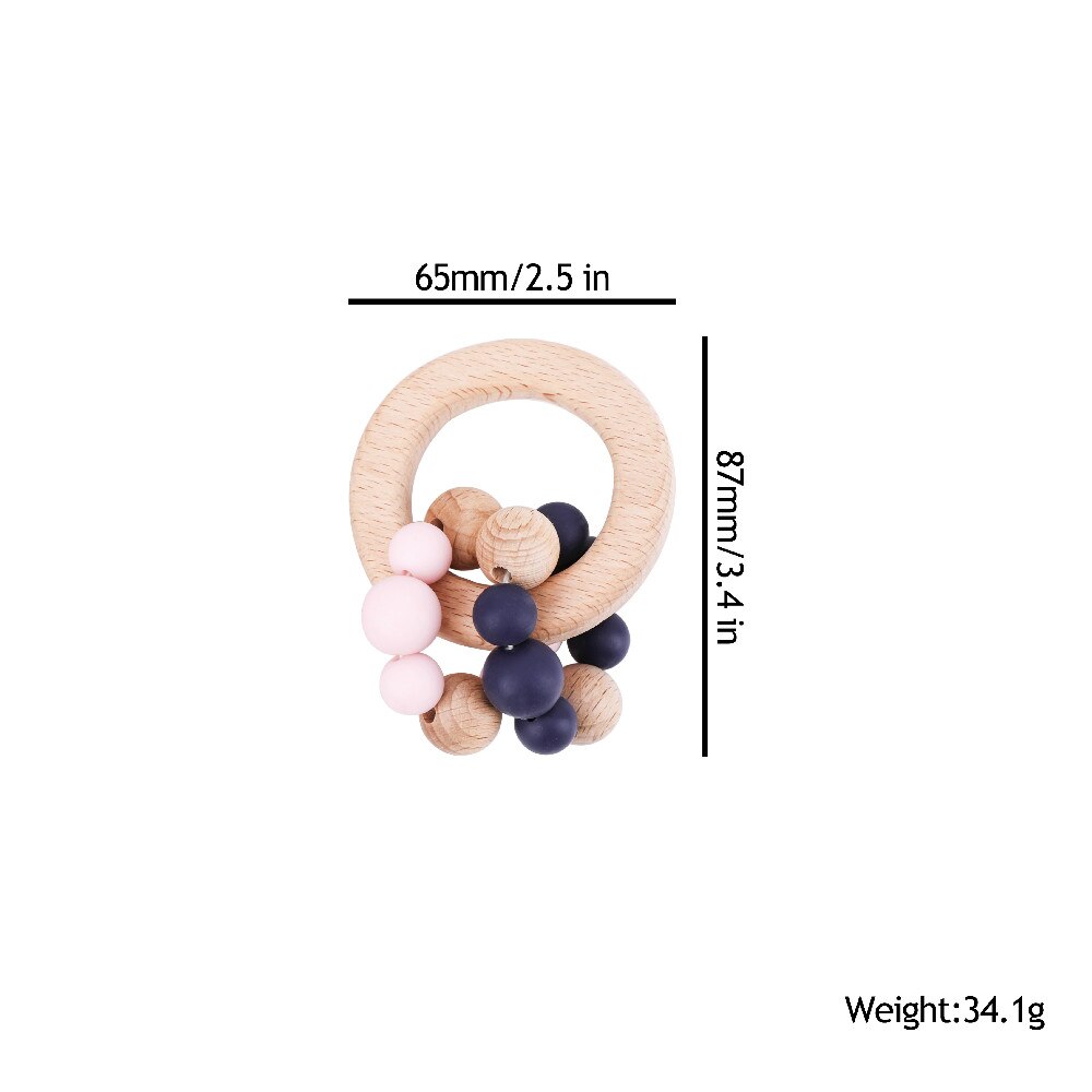 1pc Baby BeißRing Spielzeug BPA Frei Holz Armbinde Buche Ring Silikon Perlen Runde Kante BeißRing Für Neugeborene Baby spielzeug