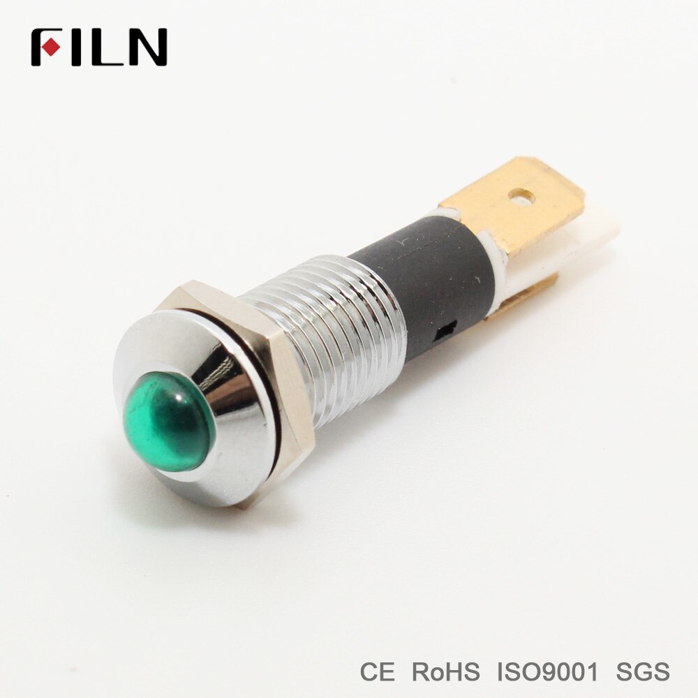 FILN metal pilot lamp pilot indicator signal lamp 10mm red yellow blue green white 12v 24v 110v led light