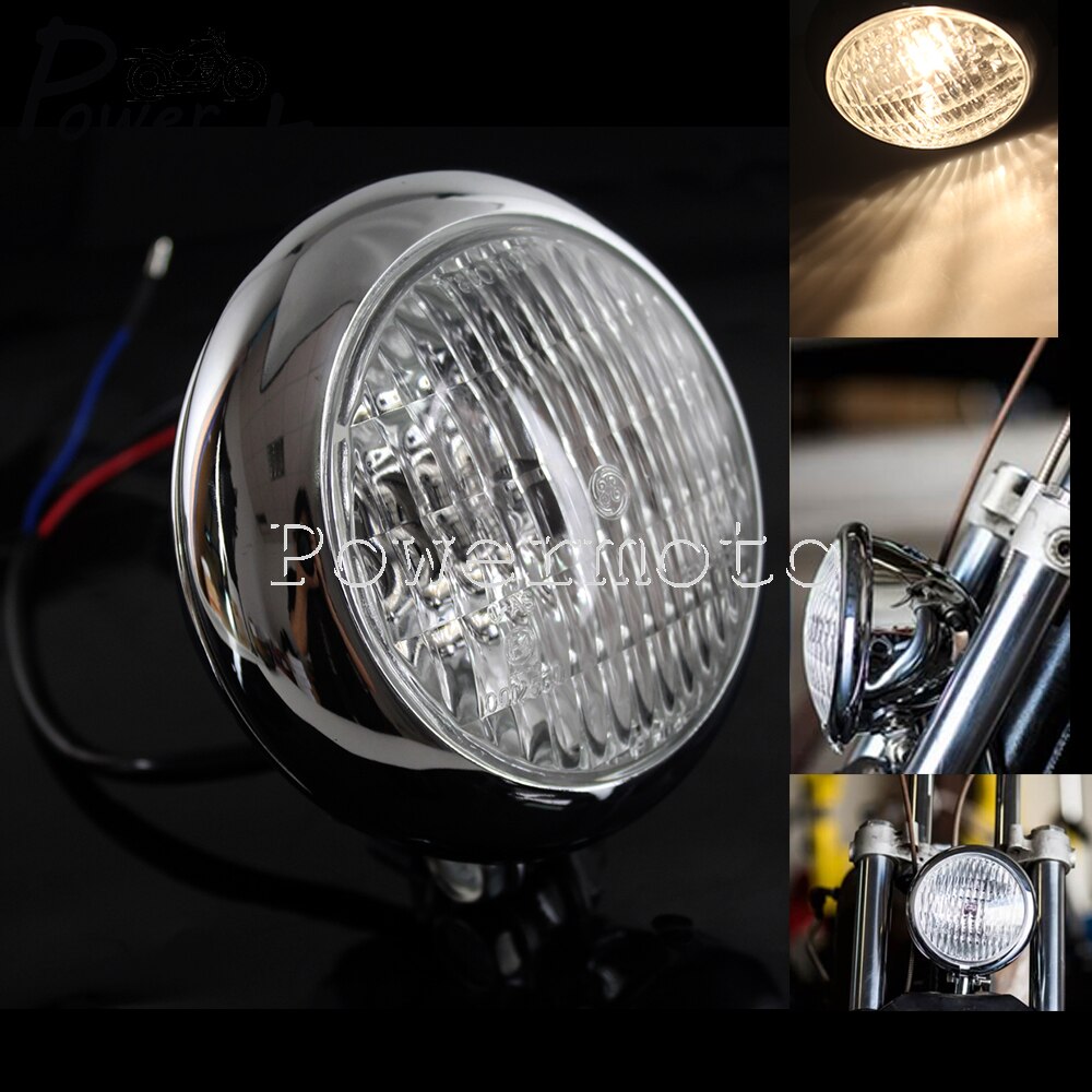 Motorfiets chromen aluminium koplamp 4.5 "  h4 hoog dimlicht koplamp voor tri  xs650 bobber chopper cafe racer