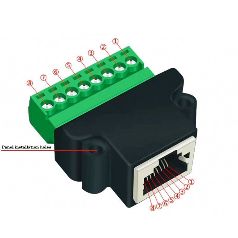 Bloque de terminales RJ45 a tornillo, conector 8P Ethernet Rj45 macho hembra a Cable adaptador de red de Terminal de tornillo de 8 pines para CCTV DVR: Rojo anaranjado