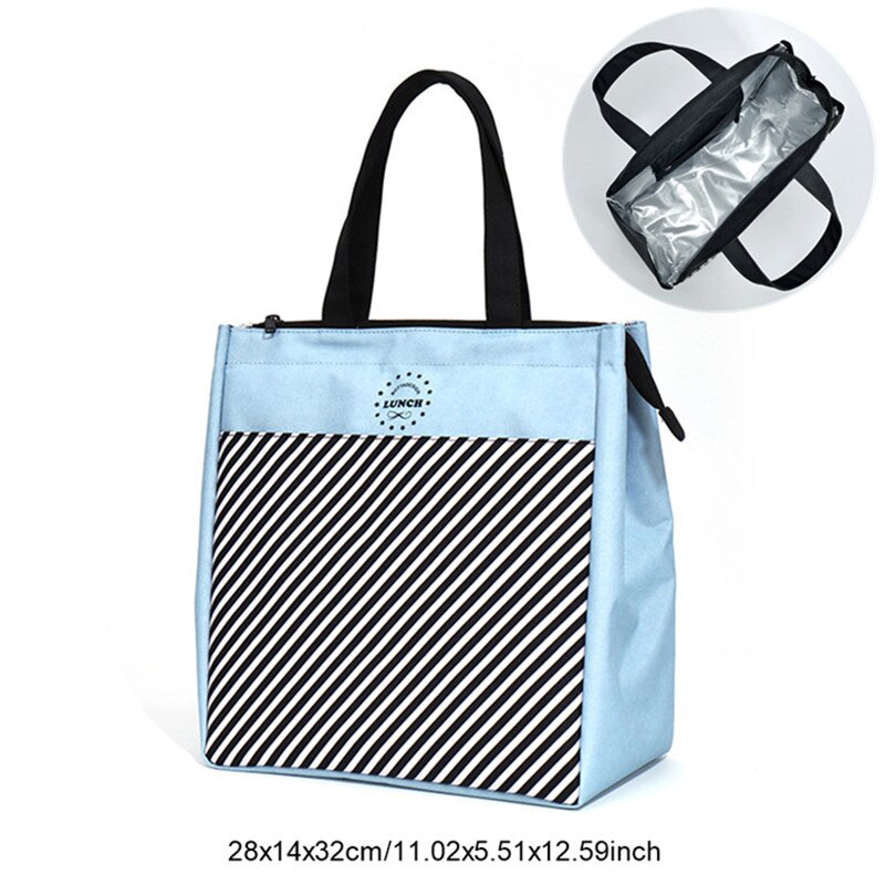 Lunchbox Voedsel Zak Vrouwelijke Geïsoleerde Thermische Verse Cooler Lunch Pouch Draagbare Werk School Picknick Rits Tote Accessoires: C Blue