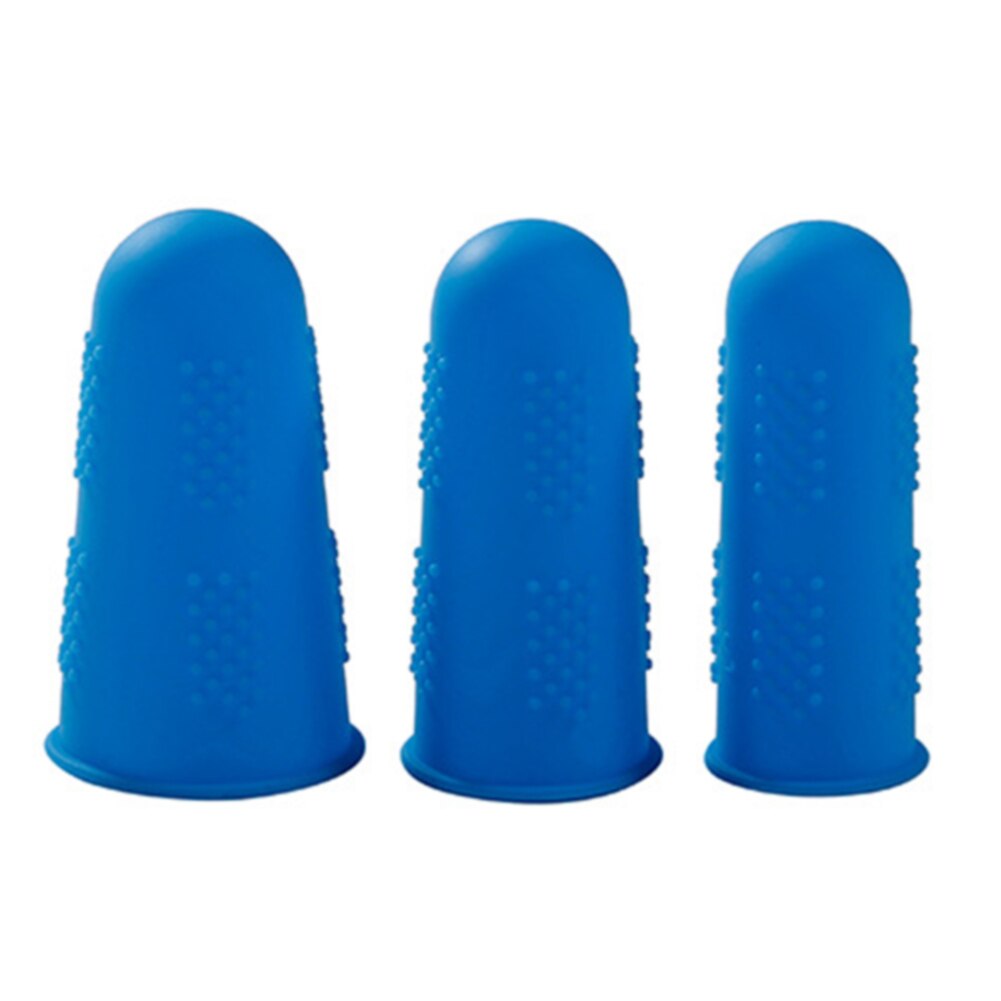 3/5Pcs Plaat Multicolor Caps Duurzaam Effen Siliconen Elasticiteit Thuisgebruik Anti-Slip Vinger Beschermers Hoge Temperatuur slip: Blue / 3pcs