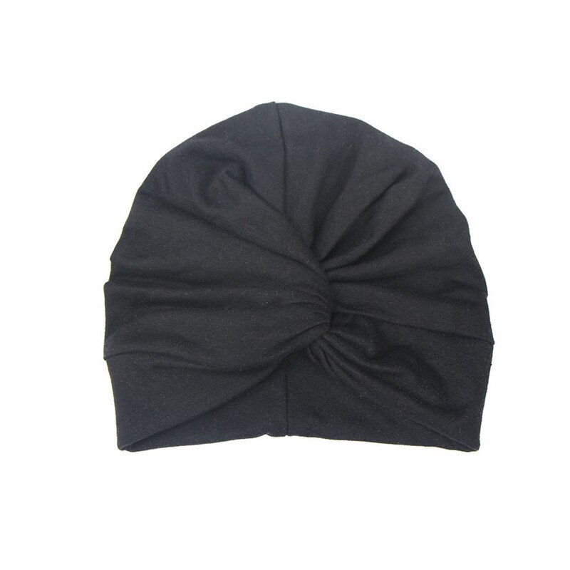 Baby Hoofdbanden Effen Katoen Tulband Hoofdband Voor Baby Meisjes Stretchy Beanie Hoed Hoofddeksels Baby Haarband Faixa Cabelo Para Bebe: Black